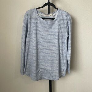 Soft Surroundings Blue Striped Long Sleeve Top Size Small